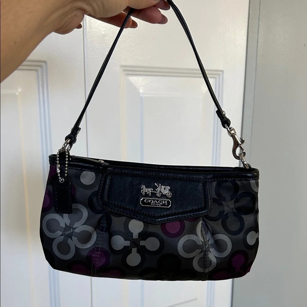SOLD Coach Vintage Black and Gray Mini Bag with Purple Accents - Picture 4 of 10